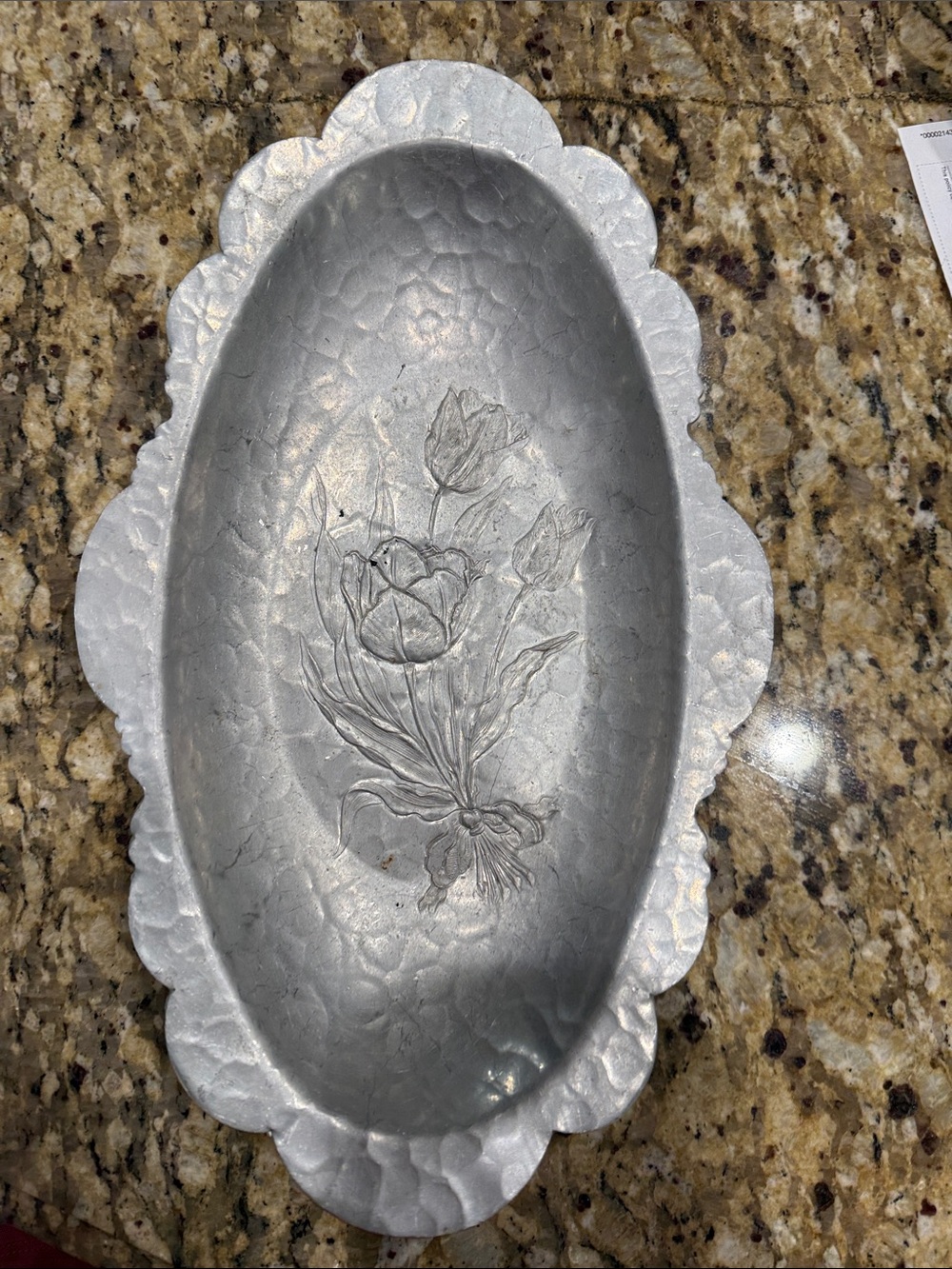 Vintage Rodney Kent #406 hand wrought aluminum tulip tray.